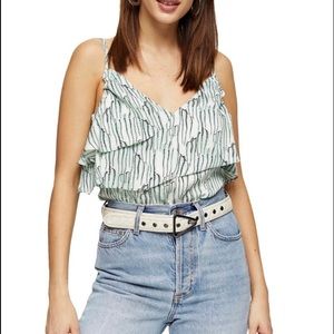 NWOT Topshop Floral Ruffled Strapless Top